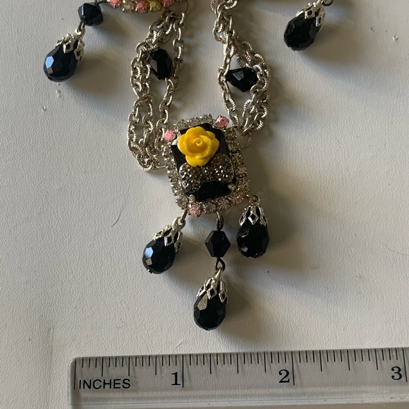 Necklace and earring set black and yellow - Picture 12 of 16